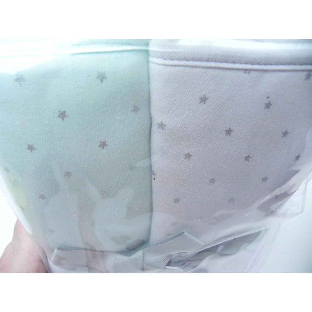 Just‎ Born Sparkle Baby 2 Hooded Towels 30x30 White Green